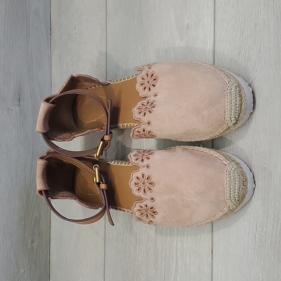 See By Chloe Ankle Espadrilles Sandals Suede Shoes sz 39  US 8 - Picture 5 of 12